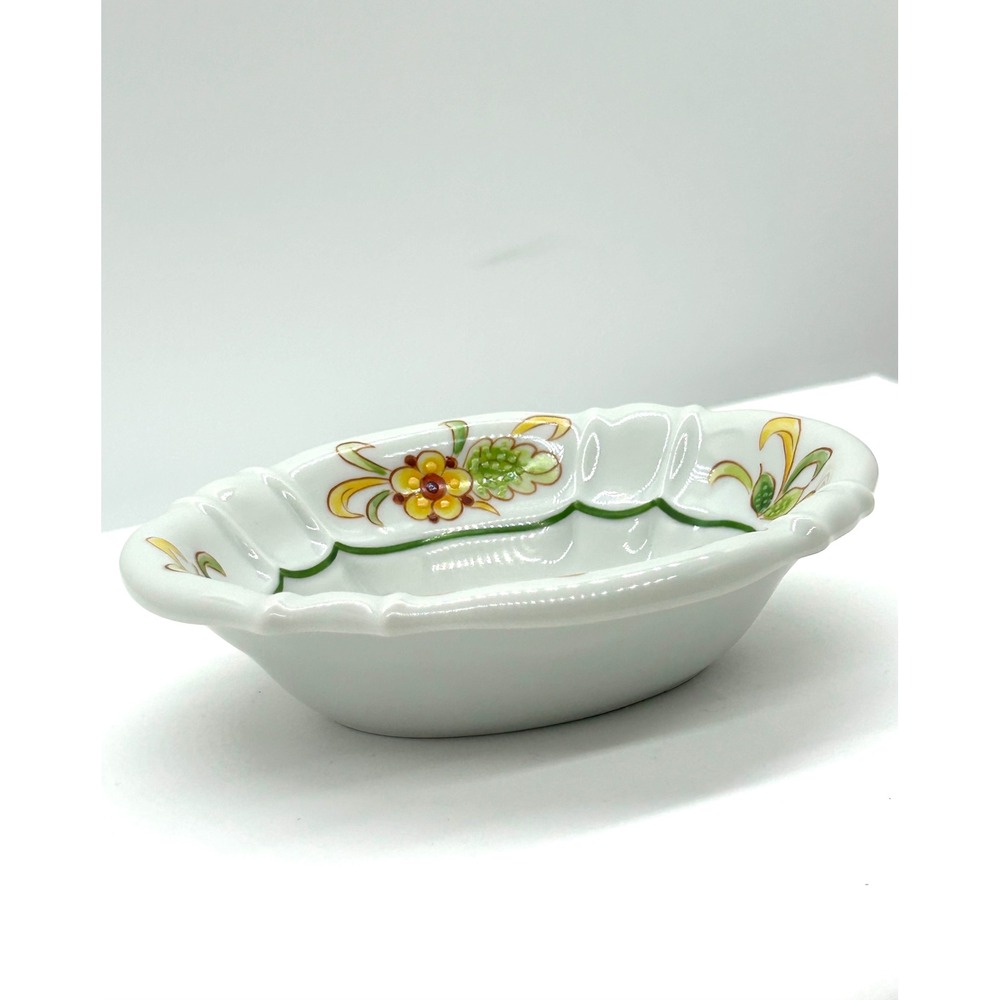 Sherle Wagner Italy Hand Painted Floral Porcelain Scalloped Soap Trinket Dish - Picture 10 of 13